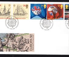 1992 Great Britain Europa, Olympics & Christopher Columbus Commemorative Stamps Royal Mail Addressed First Day Cover (FDC)