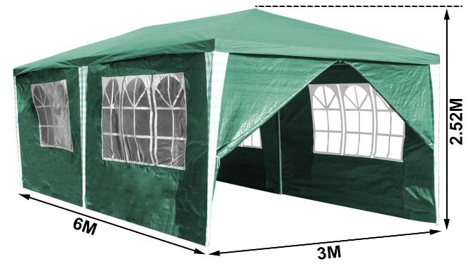 3 x 6 m Gazebo  Party Tent  Garden Gazebo with 6 Side Panels for Wedding Party, Garden Camping