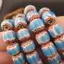 Vintage Venetian Style Turqouise Blue Chevron Glass Beads Necklace Strands Image 4