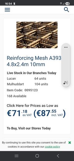 Reinforcing Mesh A393 (Full Sheet) 4.8m x 2.4m