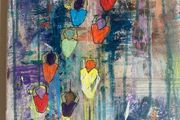 Original Abstract Painting of Cyclists Tour De France The Peleton Bike Bicycle Art  Gift