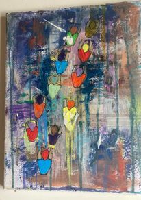 Original Abstract Painting of Cyclists Tour De France The Peleton Bike Bicycle Art  Gift