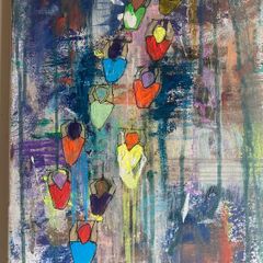 Original Abstract Painting of Cyclists Tour De France The Peleton Bike Bicycle Art  Gift