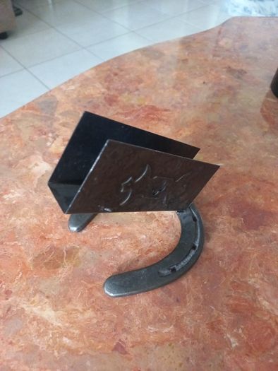 Normandy vintage trench art horseshoe matchbox holder