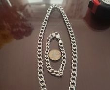 Sterling silver  necklace chain and bracelet