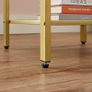 _Bedside table, side table, with drawer and grid shelf, for bedroom, living room, modern, white-gold-colored Image 4