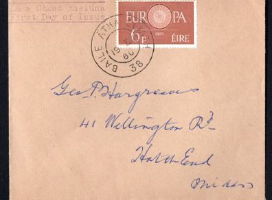 1960 Ireland 6d Europa (CEPT) Commemorative Stamp Plain First Day Cover (FDC)