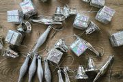 34 mini christmas tree decorations Silver