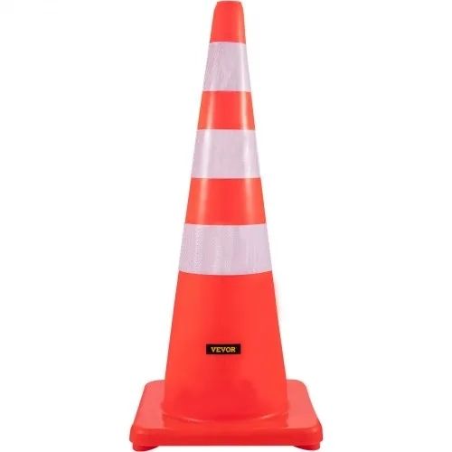 Safety Cones, 6 x 36" Traffic Cones, PVC Orange Construction Cones, Reflective Collars Traffic Cones with Weighted Base Used for Traffic Control, Driveway Road Parking and School Improvement