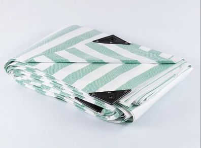 Medium Weight Tarpaulin 9m x 14m (30' - 46') 170 gsm white green stripe