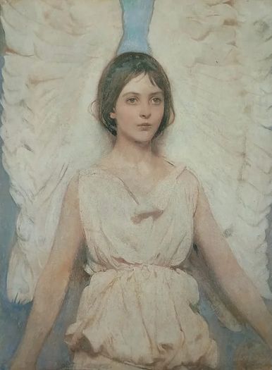 An Original Rare Antique Print from Picture Relics - ANGEL by 'ABBOT HANDERSON THAYER' Dated: 1911
