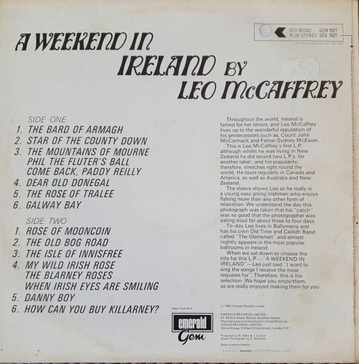 Leo McCaffrey - A Weekend In Ireland LP 1969