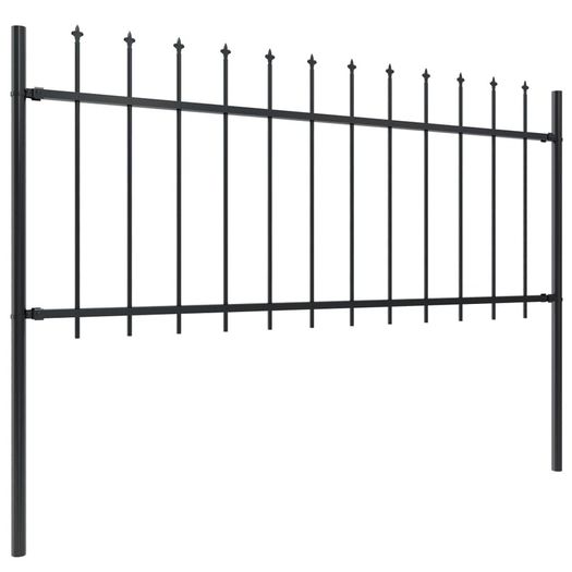 Garden Fence with Spear Top Steel 17x0.8 m Black