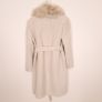 Zara Beige Cream Faux Fur Collar Belted Wrap Long Wool Coat Size L Image 2