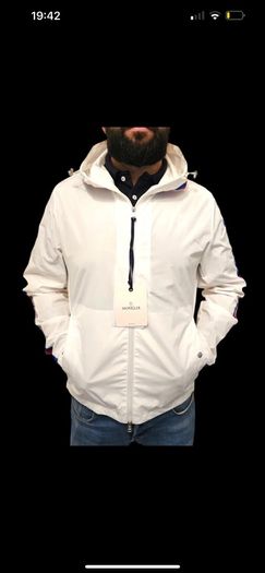 MONCLER Rukbat Logo-jacquard Hooded Windbreaker White Jacket Size 4 (XL)