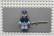 lego the Lone Ranger tlr019 Cavalry Soldier minifigure- Backpack, Black Eyebrows, Crooked Smile