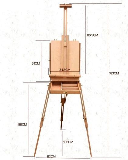 Wooden Easel & Painting Storage Box with Drawer, Shoulder Strap, Palette,Indoor Outdoor Field Folding Portable Easel, Box Easel Sketchbox for Painting, Sketching, Display (FREE POSTAGE)