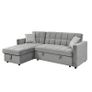 Kris Grey Velvet Sofa Bed, Reversible Chaise & Storage Image 3