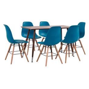 7 Piece Dining Set Plastic Turquoise