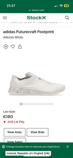 Adidas Allbirds Unisex Trainers Size 6