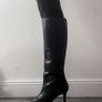 OFFICE Stiletto Tall Black Leather Boots Size 6 Image 4