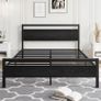 4ft6 Double Bed Frames with Wooden Headboard Image 5