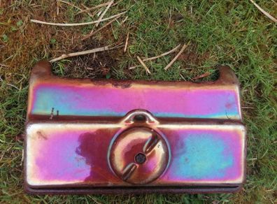 Cast Iron Fire Front Vintage Luster Iredescent  16''