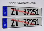 Pair of D Flag Pressed German Number Plates x2 ( 1 Pair )