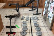 Weight Bench With Leg Developer Attachment, Ab Bench, Barbell, Dumbbell, 50kg Weights.