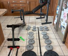 Weight Bench With Leg Developer Attachment, Ab Bench, Barbell, Dumbbell, 50kg Weights.