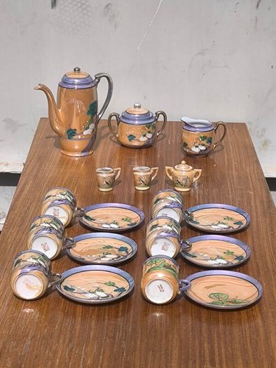 Title: Vintage Japanese Lusterware Coffee & Tea Set (18-Piece)