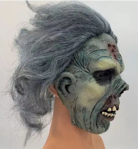 Halloween zombie latex mask with hair.
