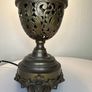 1920s French bronze/brass lamp with glass shade Image 4