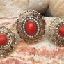 Antique 18 ct Gold Coral and Pearl Ring and Earrings Image 7