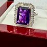 Amethyst Moissanite Halo Ring Image 5