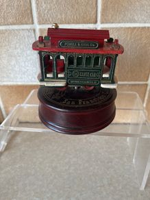 Vintage Wooden Wind up revolving Cable Car
