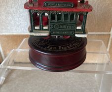 Vintage Wooden Wind up revolving Cable Car
