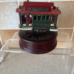 Vintage Wooden Wind up revolving Cable Car