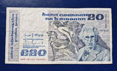 Ireland 1983 W.B. Yeats 20 pound banknote