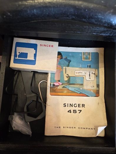singer sewing machine and table