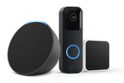Blink Video Doorbell, Black + Sync Module 2, Works with Alexa + Introducing Echo Pop | Charcoal - Smart Home Starter Kit
