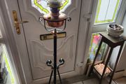 Fabulous expandable working oil lamp wih brass and copper detailing