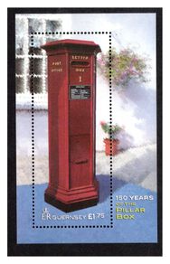 2002 Guernsey 150th Anniversary of First Public Pillar Box (post-box) Commemorative Stamp Miniature Sheet Mint Never Hinged (MNH)