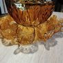 Vintage Amber Glass Punch Bowl Set Image 2