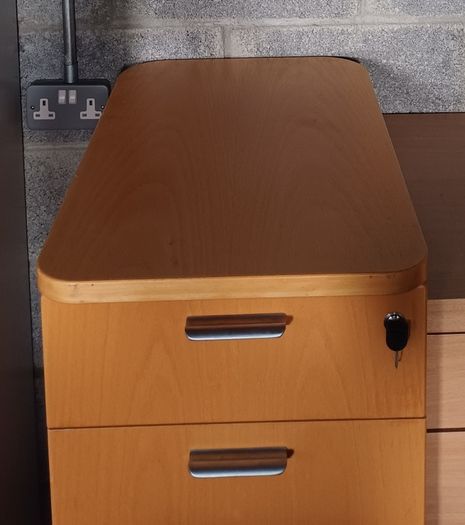 Wooden 3 Drawer Pedestal - Silver Handles