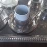Antique stainless steel and glass French coffee set with tray Image 7