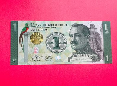Guatemala  1 Quetzal   2023. Pick  129.  Commemorative Issue  1924 - 2024 ( Uncirculated )