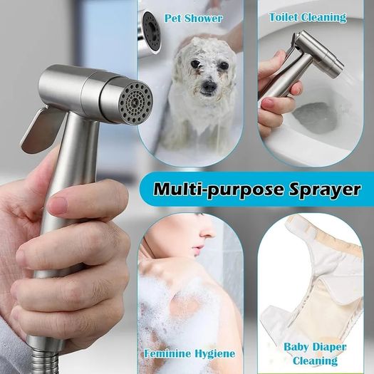Portable Bidet Sprayer Kit - Stainless Steel Toilet Water Spray Bidet Attachment with Tap Diverter for Kitchen Sink Faucet or Bathroom
