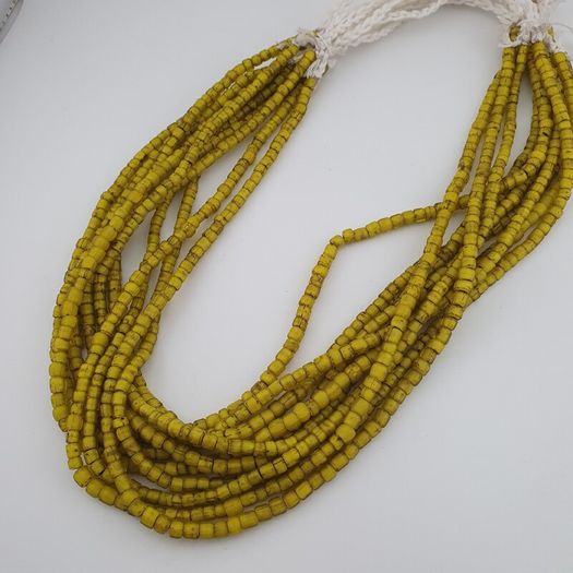 Antique Venetian Yellow Trade 3-5mm Beads Necklace Strands