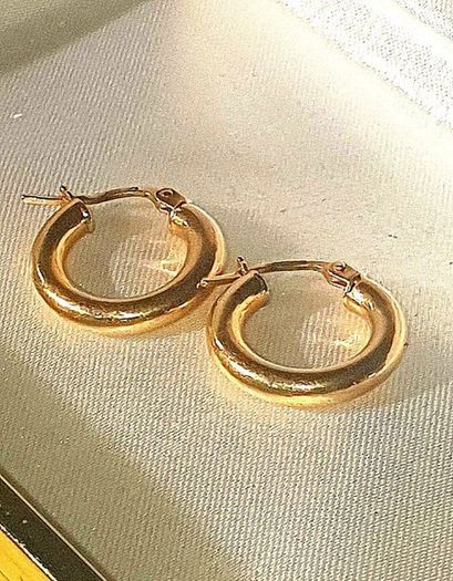 Vintage Hallmarked 9k Gold Chunky Hoop Earrings